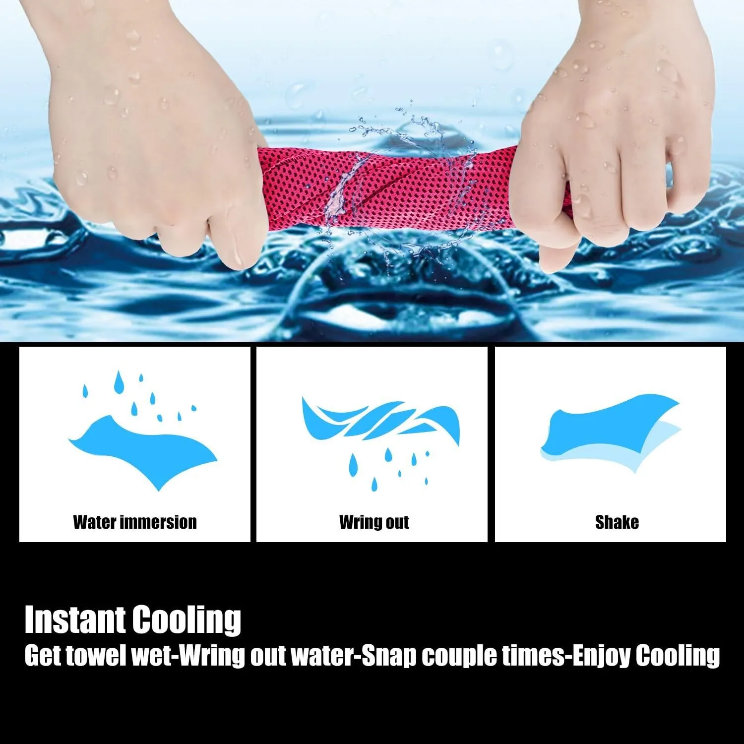 Biange Cooling Towel (Pack of 20, 40"x12") with Pouches for Sports, Workout, Fitness, Gym, Yoga, Golf, Pilates, Travel, Camping & More