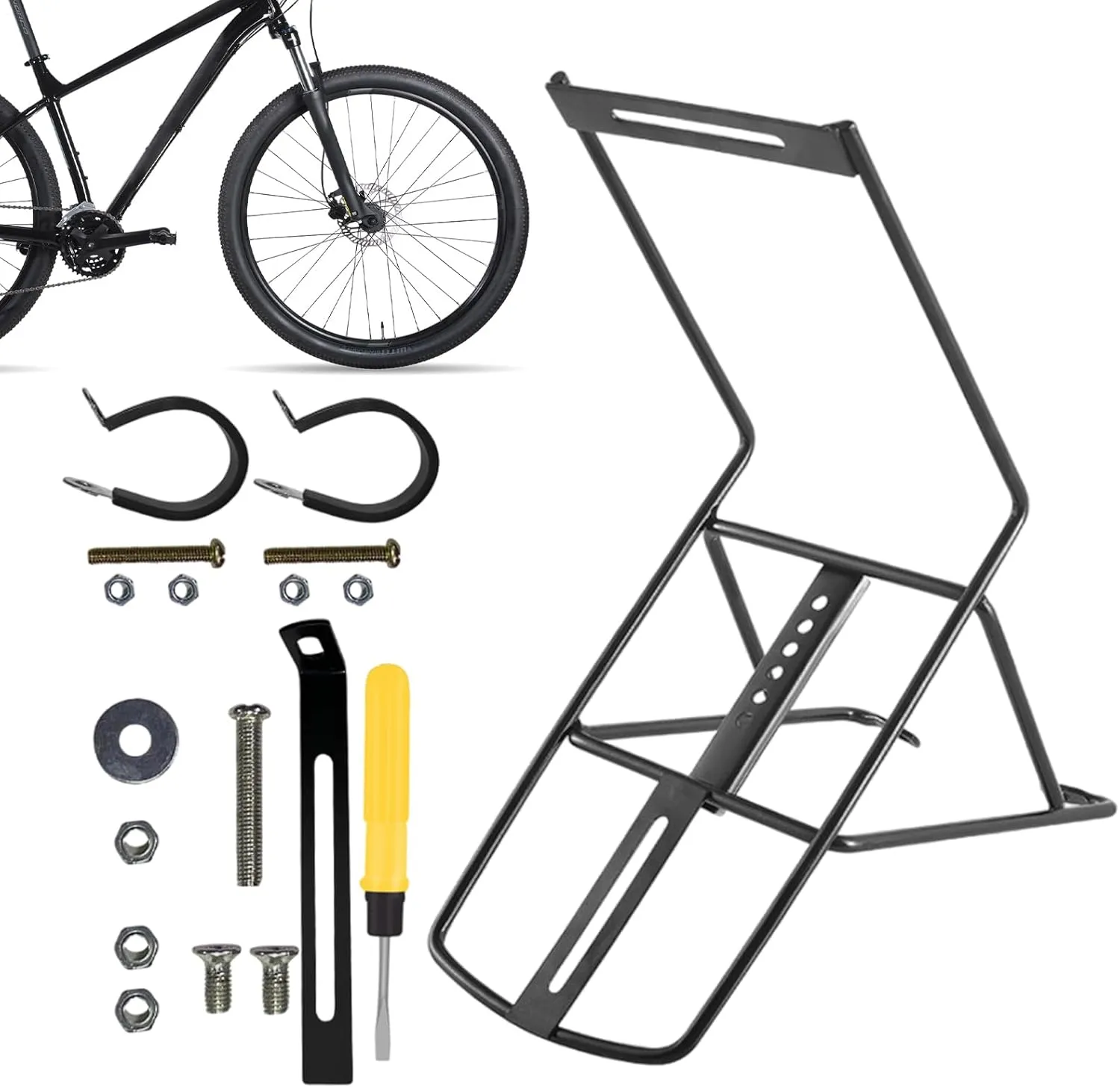 Bicycles Cargo Rack – Anti-Slip Front Carrier, Multipurpose Bikes Luggage Holder | Rustproof Touring Rack for Duffel Bags, Baskets, Sturdy Cycling Equipment Stand for Road and Mountain Bikes