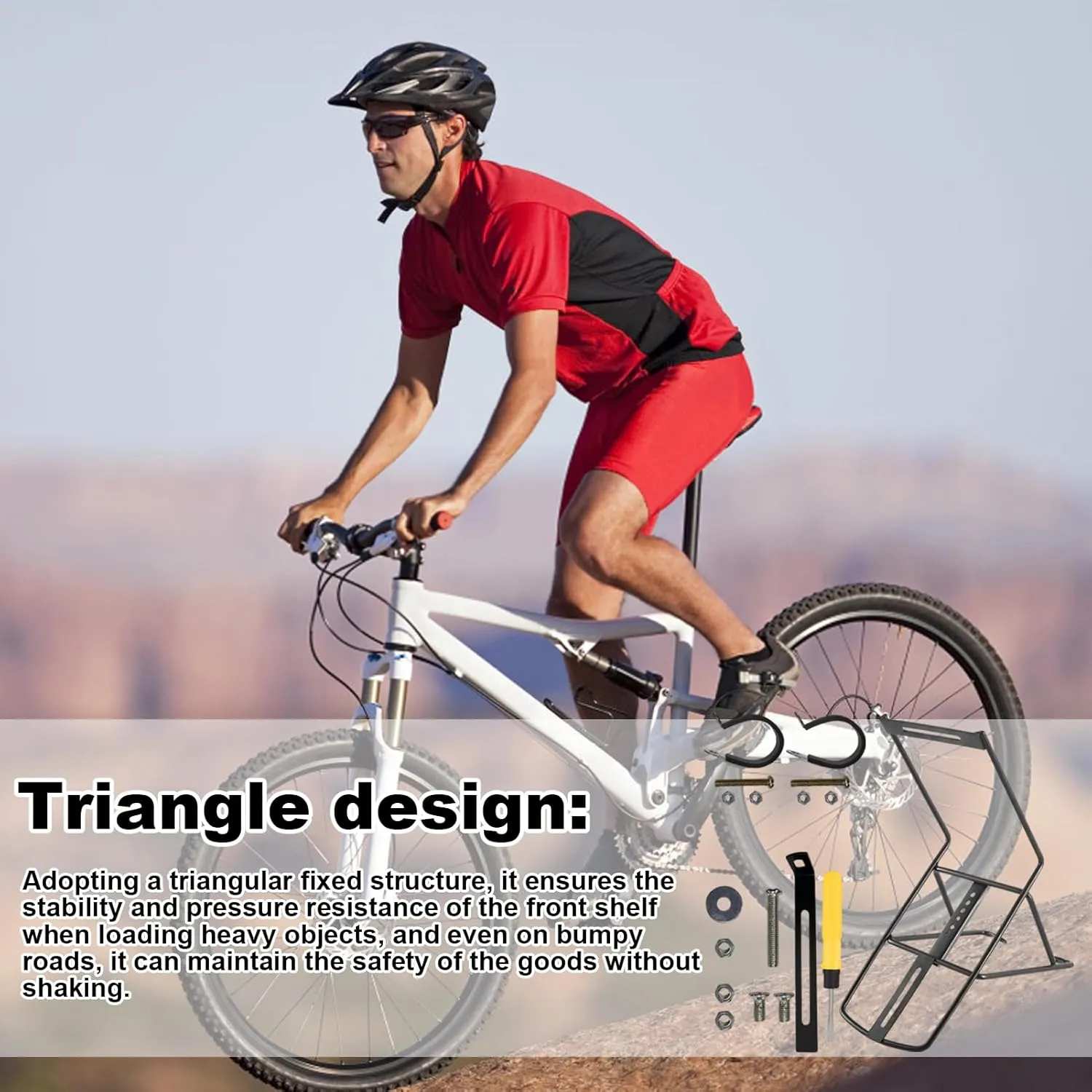 Bicycles Cargo Rack – Anti-Slip Front Carrier, Multipurpose Bikes Luggage Holder | Rustproof Touring Rack for Duffel Bags, Baskets, Sturdy Cycling Equipment Stand for Road and Mountain Bikes