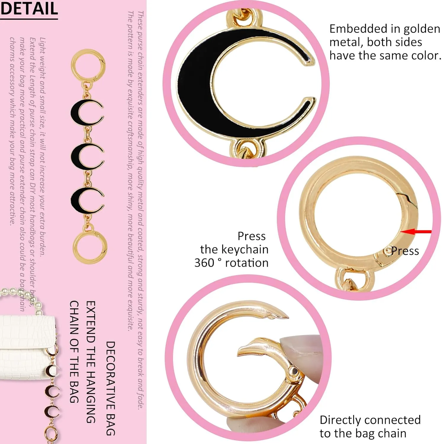 BIHRTC Cherry Bag Charm Bag Extender Chain Strap Replacement Accessories Bag Charms for Purses Bags Handbags