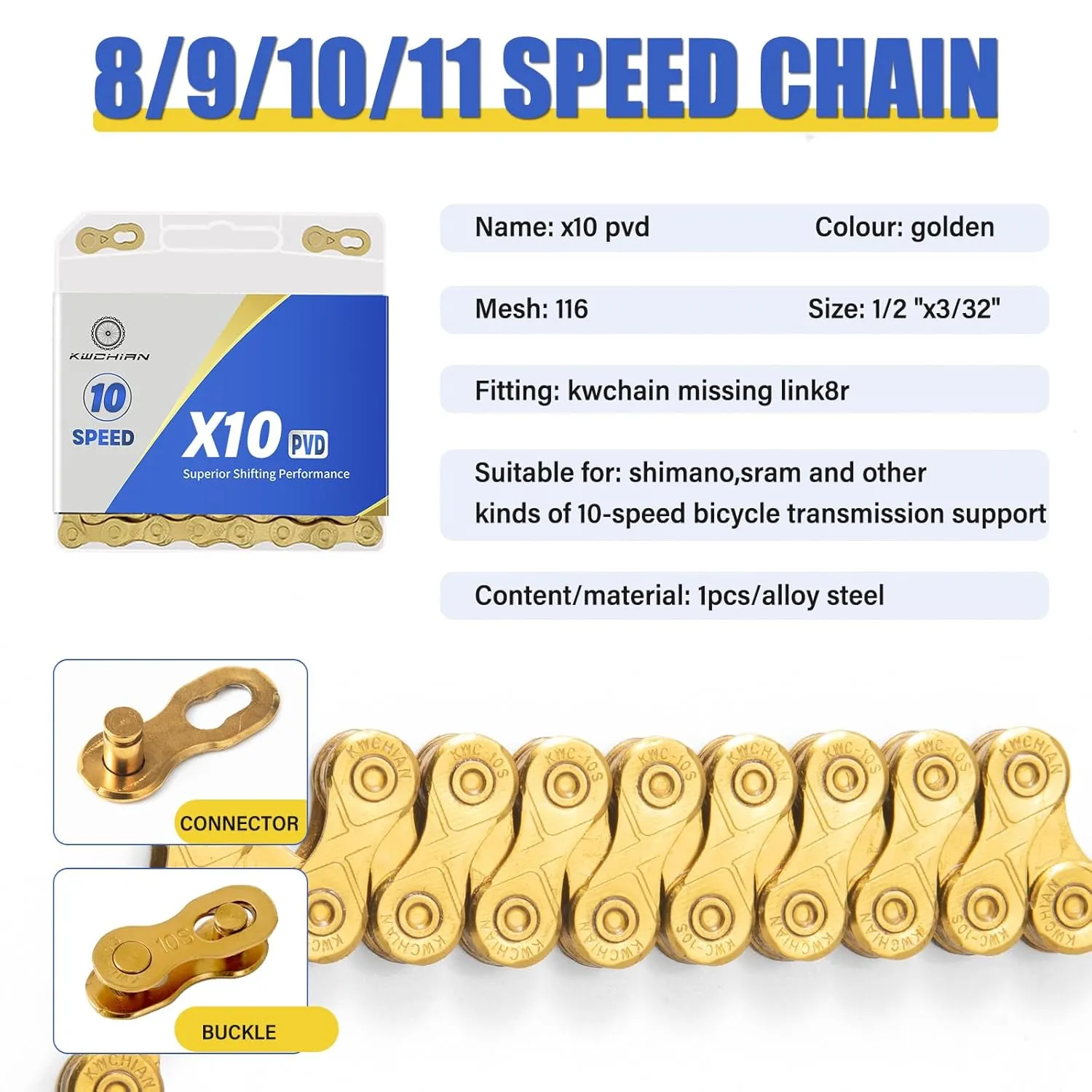 Bike/E-Bike Chain Kit ，8-11Speed Multi-Function Bike Mechanic Repair Kit ，Chain Breaker/Bicycle Chain Pliers/Chain Measuring Device/- for Shimano SRAM Campagnolo -Titanium Gold (X10-Titanium Gold)