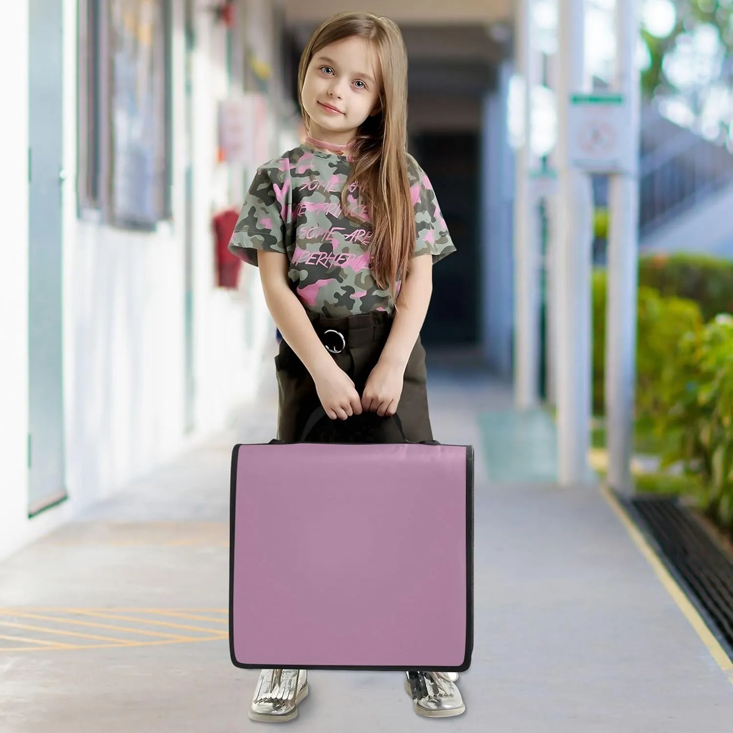 Binder Zipper Organizer Opera Mauve Purple 1.5 Inch Binders 3 Ring Heavy Duty Student School Binder Bag with Shoulder Strap Portfolio Hold 500 Sheets Holder