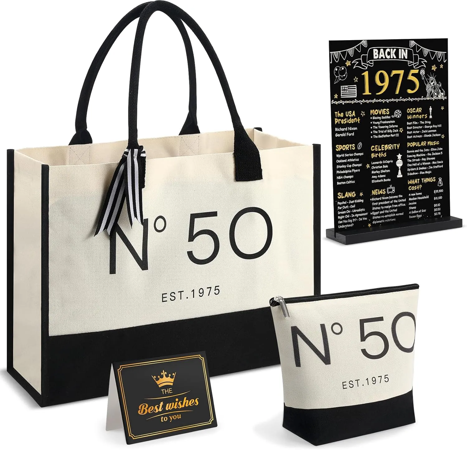 Birthday Gifts for Women Canvas Beach Tote Bag With Makeup Bag,Gifts For Wife/Sister/Mom/Aunt/Friends,New