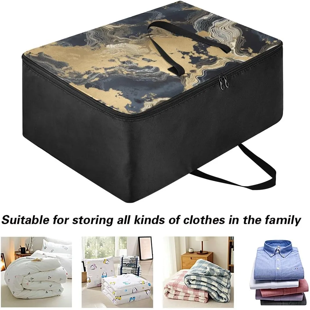 Black Bronzing Style Scene Storage Bag, 27.5x19.7x11 In, Extra Large Storage Duffle Bag with Zippers and Handles Space Saving Packing Totes for Moving Supplies Storage