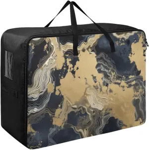 Black Bronzing Style Scene Storage Bag, 27.5x19.7x11 In, Extra Large Storage Duffle Bag with Zippers and Handles Space Saving Packing Totes for Moving Supplies Storage