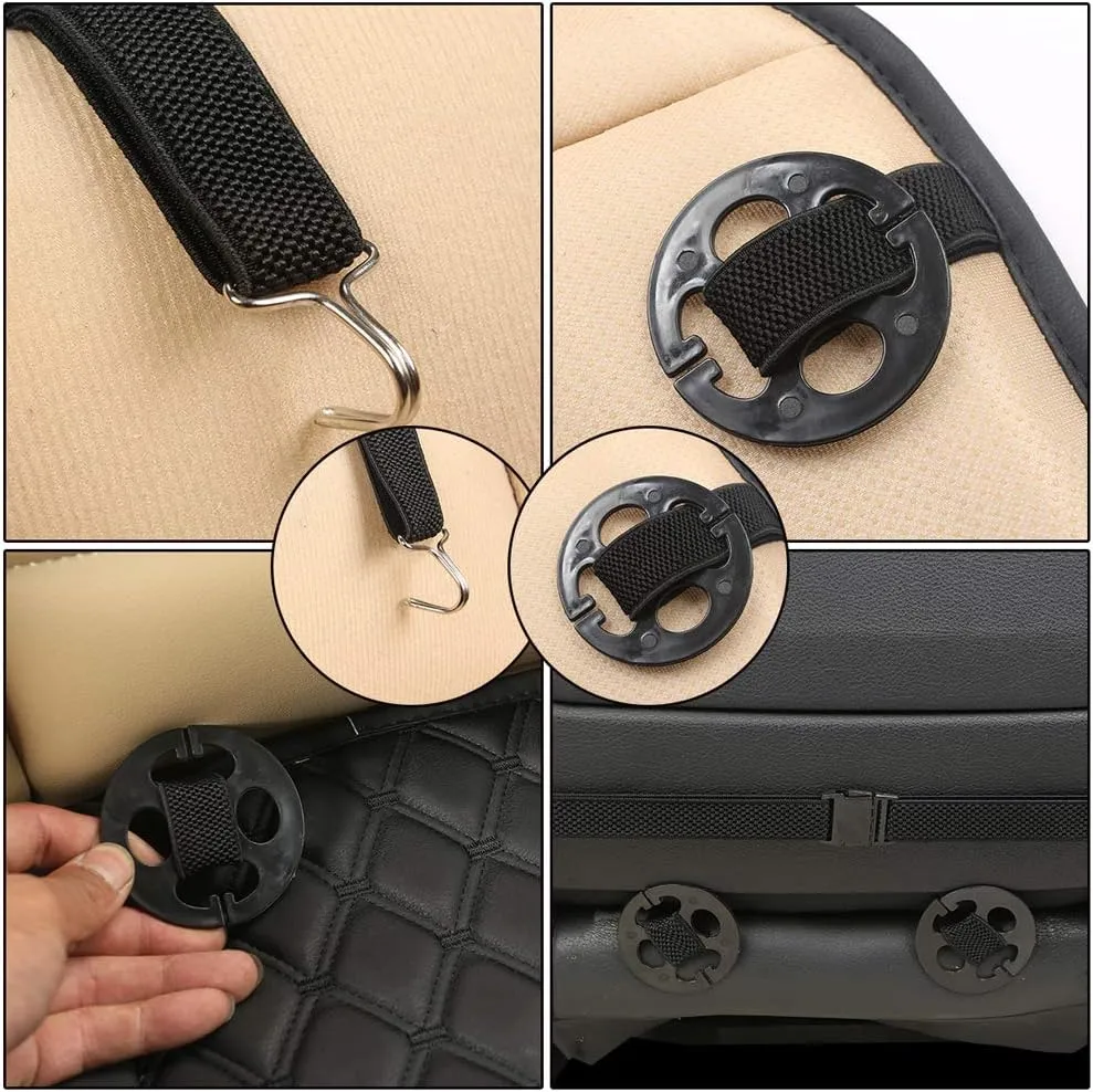 Black Panther 1 Pair PU Car Seat Covers, Front Seat Bottom Protectors Compatible with 95% Vehicles,Diamond Pattern Embroidery, Anti-Slip (W 21.26''×D 20.86”) - Black