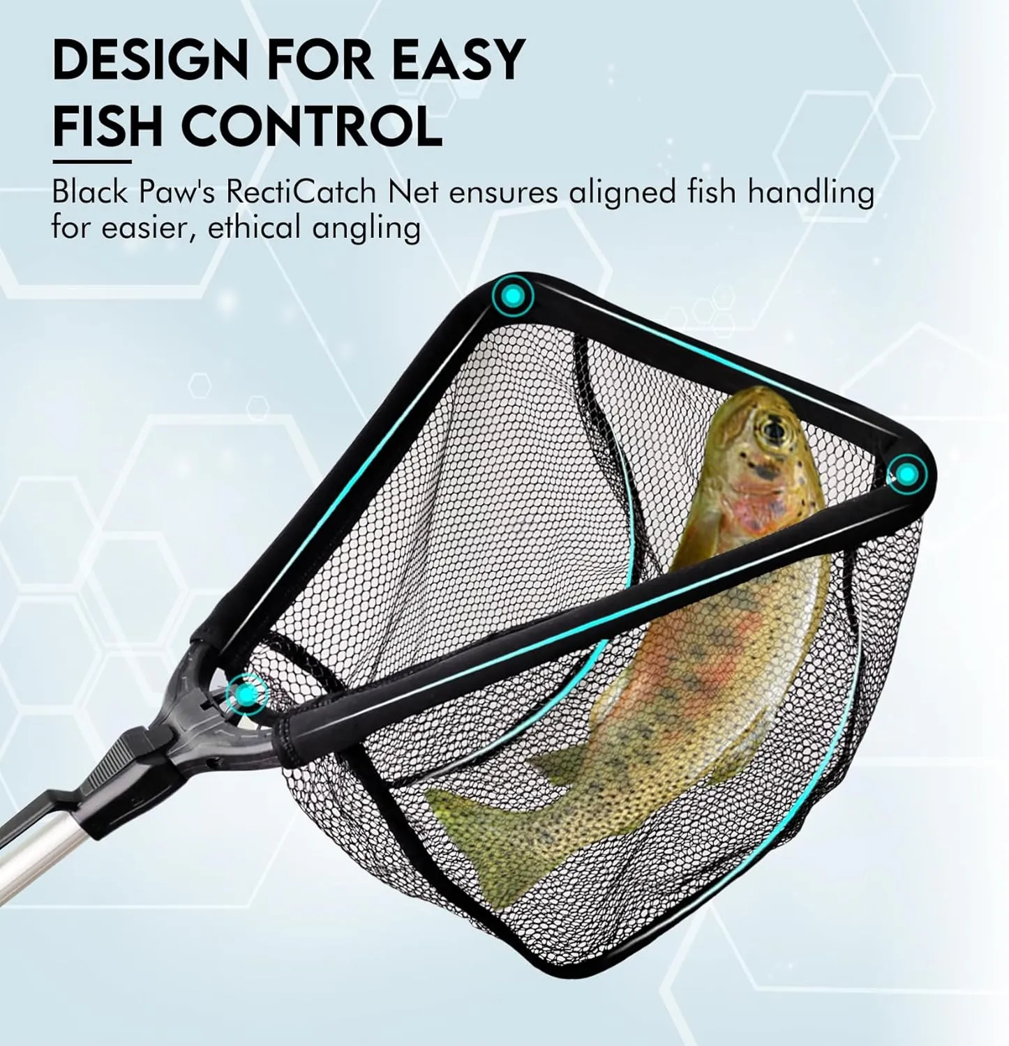 Black Paw Floating Fishing Net Foldable Telescopic Fish Landing Net Rubber Coated Fishing Net for Kayak, Fly, Trout, Fishing Net Freshwater Saltwater