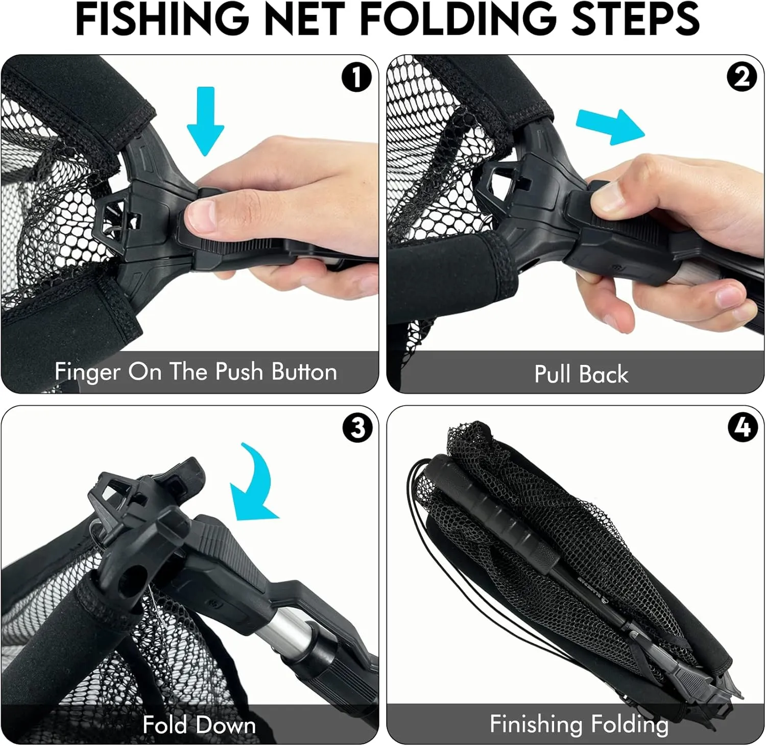 Black Paw Floating Fishing Net Foldable Telescopic Fish Landing Net Rubber Coated Fishing Net for Kayak, Fly, Trout, Fishing Net Freshwater Saltwater