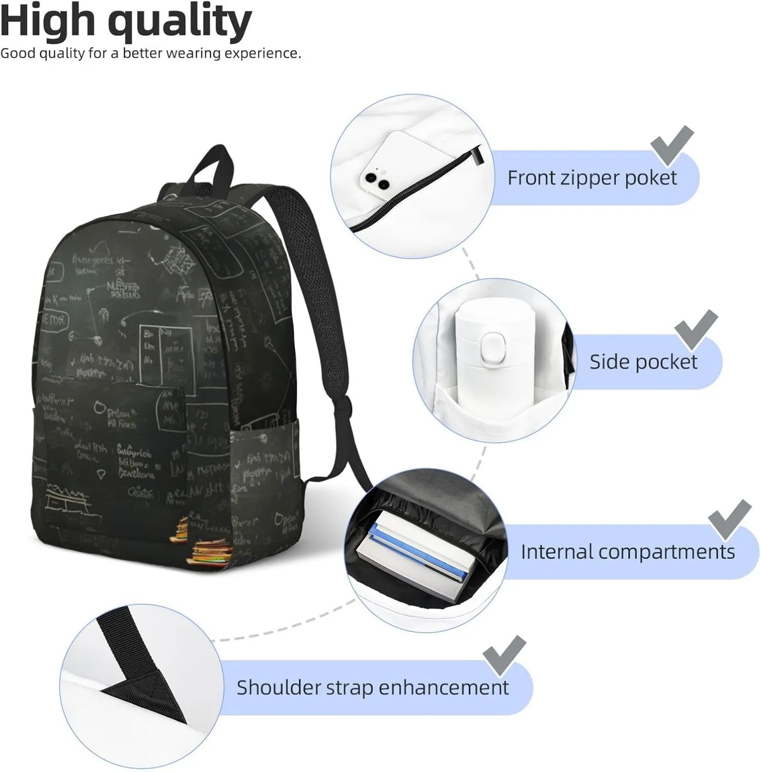 Blackboard wallpaper Canvas Casual Lightweight Duffel Bag, Fashion Duffel Bag, Unisex Travel Backpack