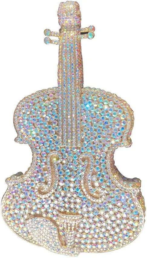 Bling Crossbody Purses and Handbags Rhinestone Diamond Clutch Purses for Women Shoulder Bag for Wedding Violin Gold AB