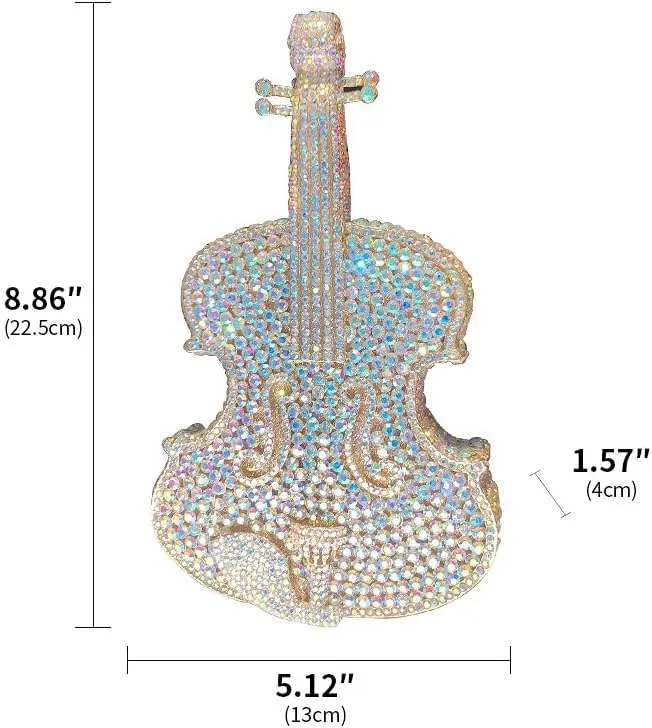 Bling Crossbody Purses and Handbags Rhinestone Diamond Clutch Purses for Women Shoulder Bag for Wedding Violin Gold AB