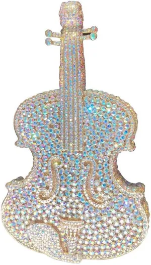 Bling Crossbody Purses and Handbags Rhinestone Diamond Clutch Purses for Women Shoulder Bag for Wedding Violin Gold AB