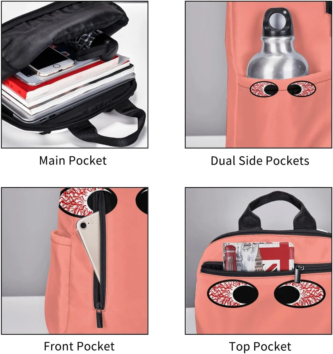 Bloodshot Eyeball Eyes To Eyes Casual Backpacks Large Capacity Laptop Backpack Sports Rucksack Travel Daypack Adjustable Shoulder Strap Work Bag for Outdoor Camping