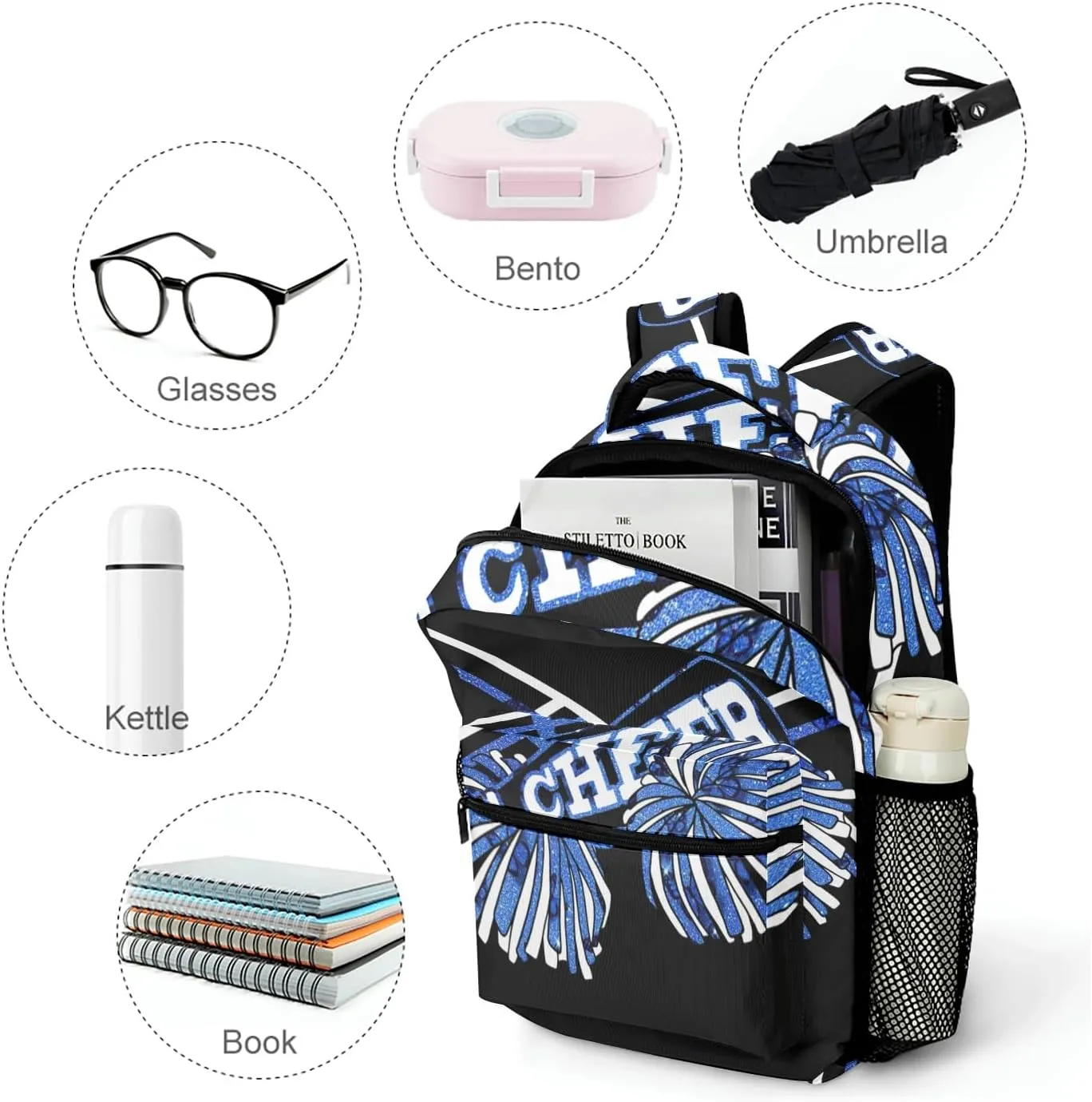 Blue Cheer Custom Text Name Unisex Daily Bag Multi-Function Casual Sport Backpack