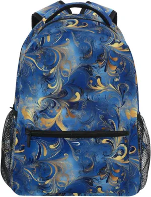 Blue Gold Irregular Grain kid boy backpack with large books bag for 6th grade school boys girls mochilas para ni?as de 12 a?os