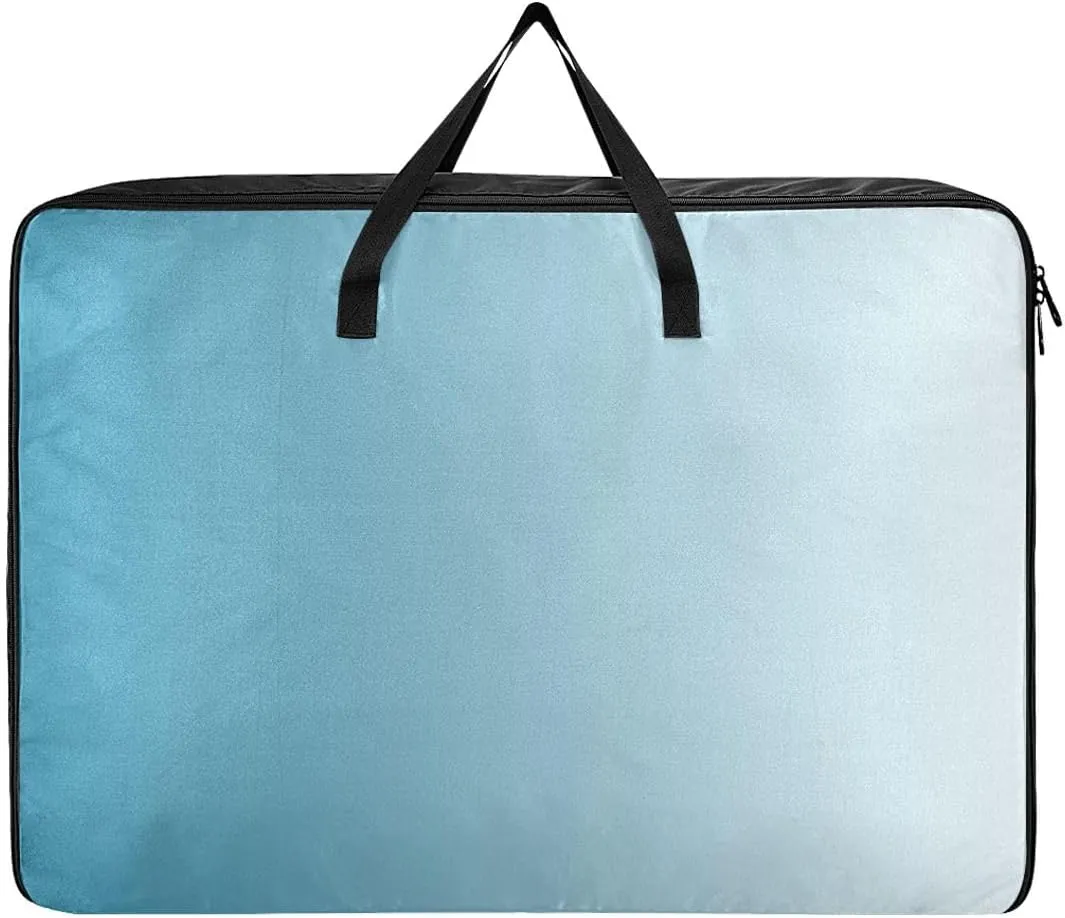 Blue Gradient Storage Bag, 27.5x19.7x11 In, Extra Large Storage Duffle Bag with Zippers and Handles Zippered Storage Bag for Moving