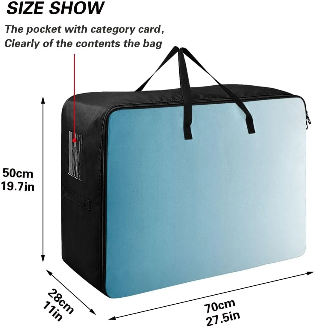 Blue Gradient Storage Bag, 27.5x19.7x11 In, Extra Large Storage Duffle Bag with Zippers and Handles Zippered Storage Bag for Moving