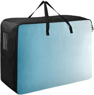 Blue Gradient Storage Bag, 27.5x19.7x11 In, Extra Large Storage Duffle Bag with Zippers and Handles Zippered Storage Bag for Moving