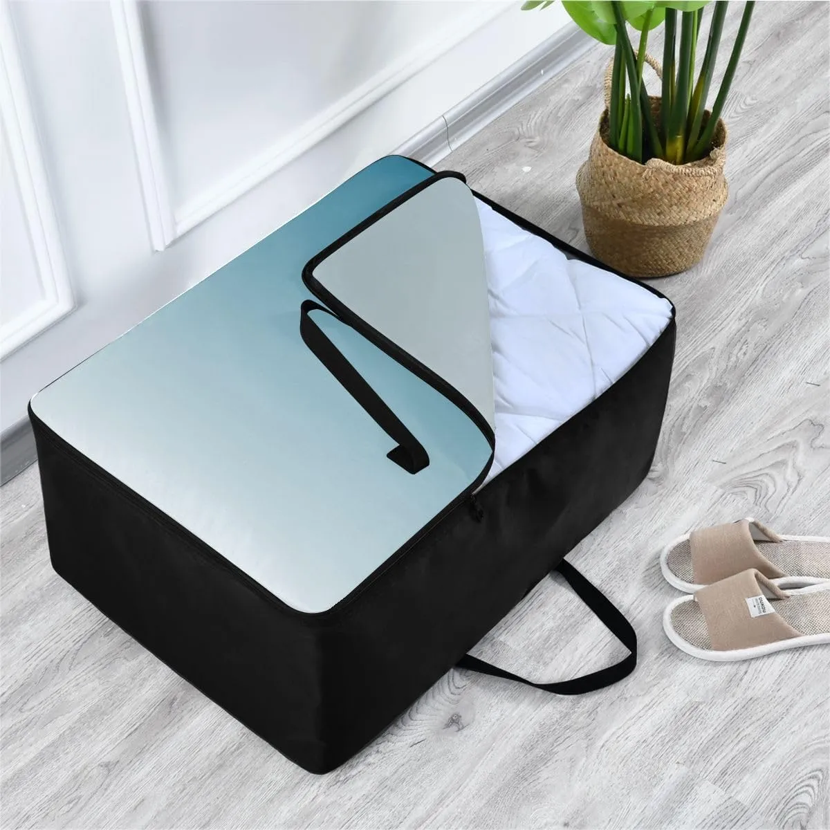 Blue Gradient Storage Bag, 27.5x19.7x11 In, Extra Large Storage Duffle Bag with Zippers and Handles Zippered Storage Bag for Moving