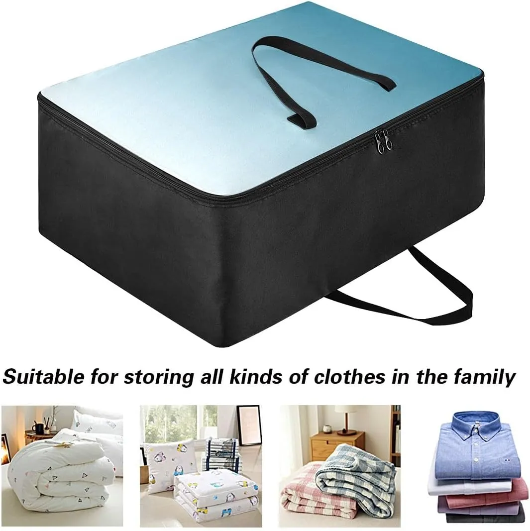 Blue Gradient Storage Bag, 27.5x19.7x11 In, Extra Large Storage Duffle Bag with Zippers and Handles Zippered Storage Bag for Moving