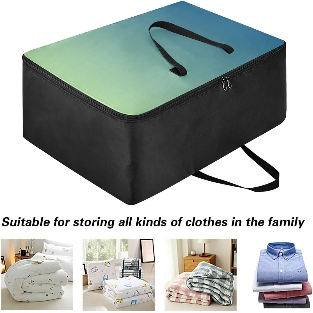 Blue Gradient Storage Bags, 27.5x19.7x11 In, Extra Large Storage Duffle Bag with Zippers and Handles Zippered Storage Bags for Moving Essential