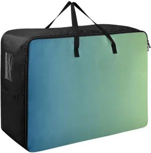 Blue Gradient Storage Bags, 27.5x19.7x11 In, Extra Large Storage Duffle Bag with Zippers and Handles Zippered Storage Bags for Moving Essential