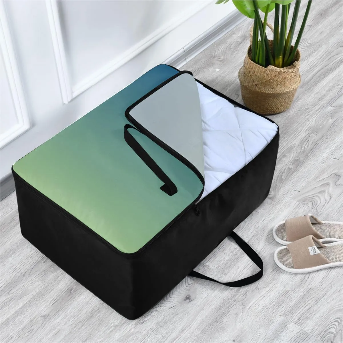 Blue Gradient Storage Bags, 27.5x19.7x11 In, Extra Large Storage Duffle Bag with Zippers and Handles Zippered Storage Bags for Moving Essential