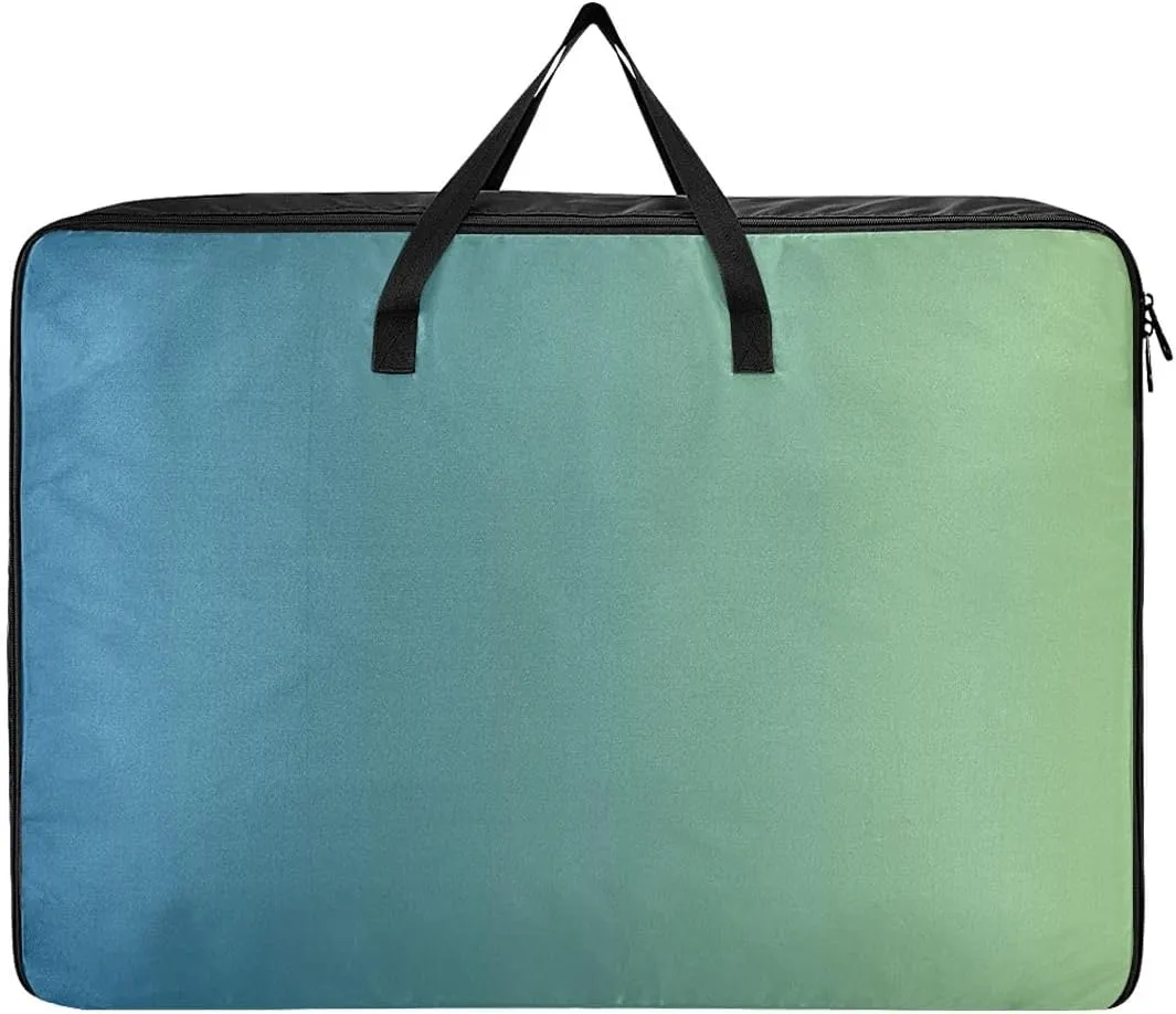 Blue Gradient Storage Bags, 27.5x19.7x11 In, Extra Large Storage Duffle Bag with Zippers and Handles Zippered Storage Bags for Moving Essential
