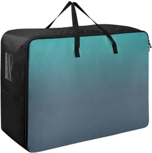 Blue Green Gradient Storage Bag, 27.5x19.7x11 In, Collapsible Moving Bags Space Saving Packing Totes for Moving Supplies Storage