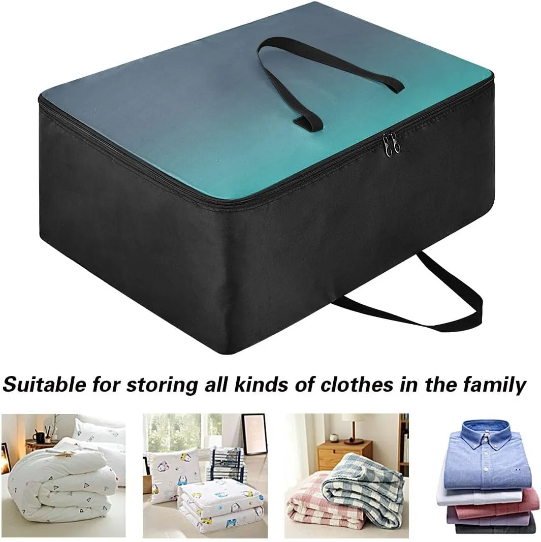 Blue Green Gradient Storage Bag, 27.5x19.7x11 In, Collapsible Moving Bags Space Saving Packing Totes for Moving Supplies Storage