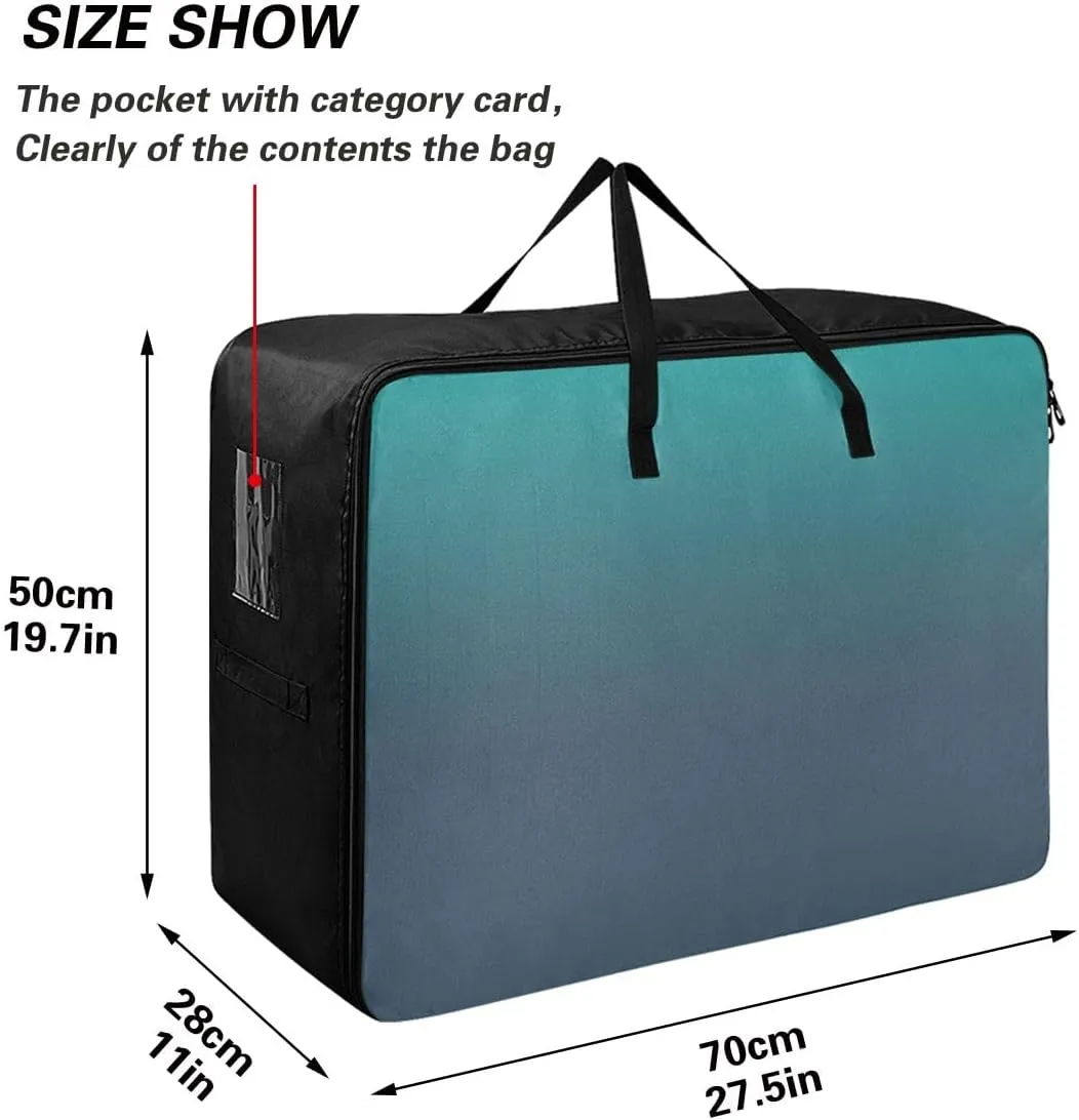Blue Green Gradient Storage Bag, 27.5x19.7x11 In, Collapsible Moving Bags Space Saving Packing Totes for Moving Supplies Storage