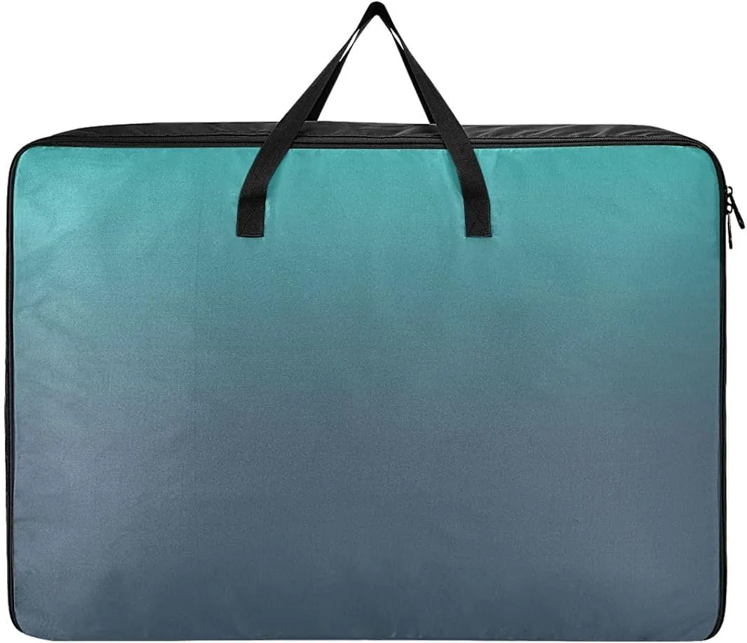 Blue Green Gradient Storage Bag, 27.5x19.7x11 In, Collapsible Moving Bags Space Saving Packing Totes for Moving Supplies Storage