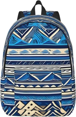 Blue Polynesian Maori Tribal Print Canvas Casual Lightweight Duffel Bag, Fashion Duffel Bag, Unisex Travel Backpack