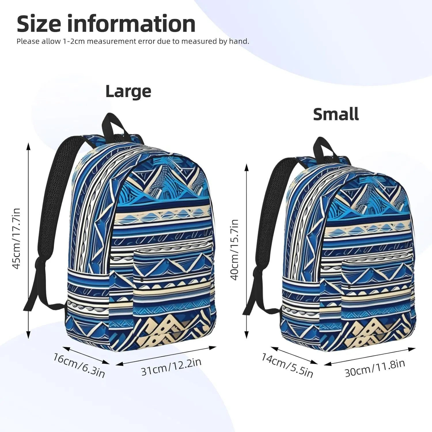 Blue Polynesian Maori Tribal Print Canvas Casual Lightweight Duffel Bag, Fashion Duffel Bag, Unisex Travel Backpack