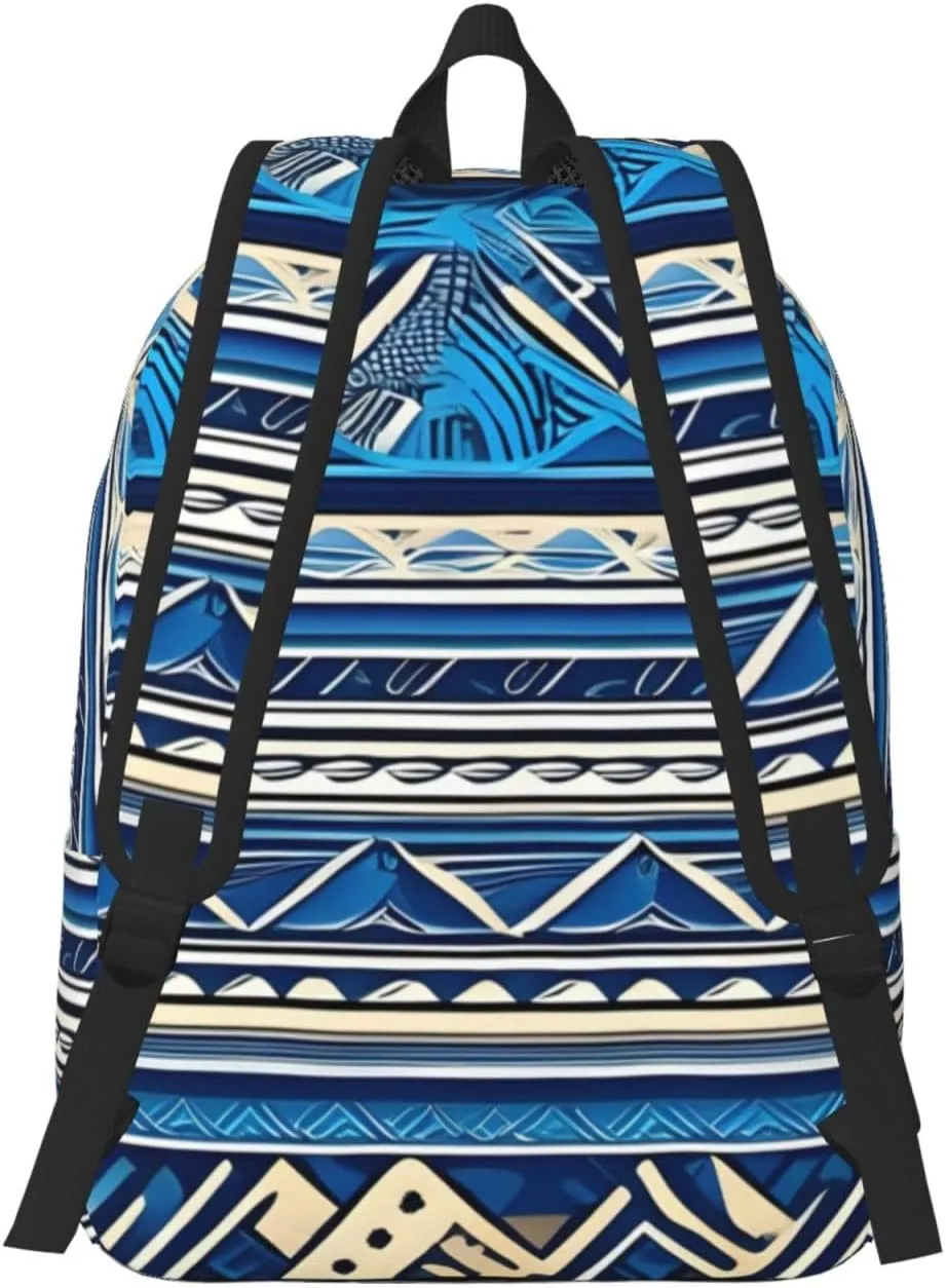 Blue Polynesian Maori Tribal Print Canvas Casual Lightweight Duffel Bag, Fashion Duffel Bag, Unisex Travel Backpack