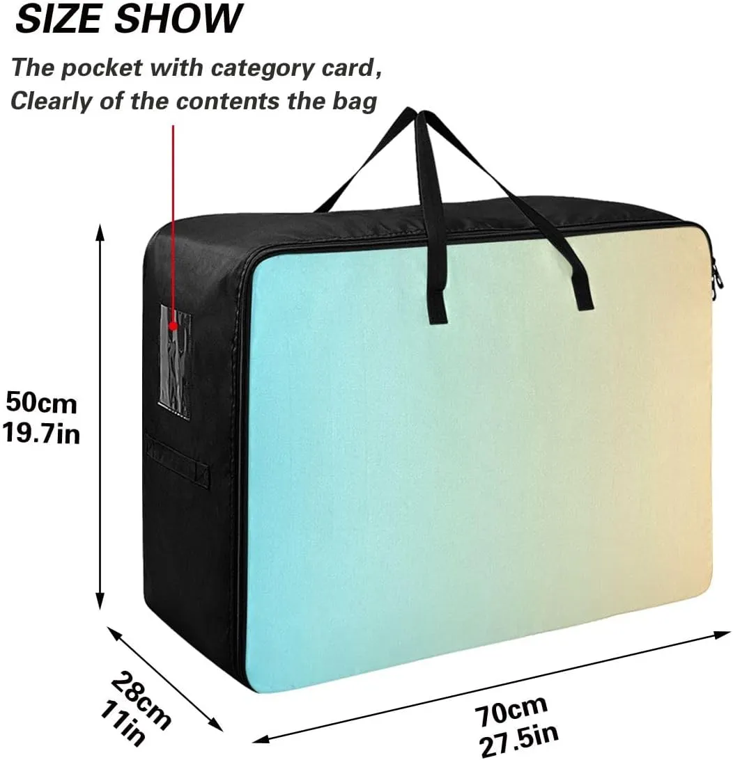 Blue Yellow Gradient Storage Bags Bedding Storage Containers with Handles Storage Organizer for Clothes, Bedding, Comforter