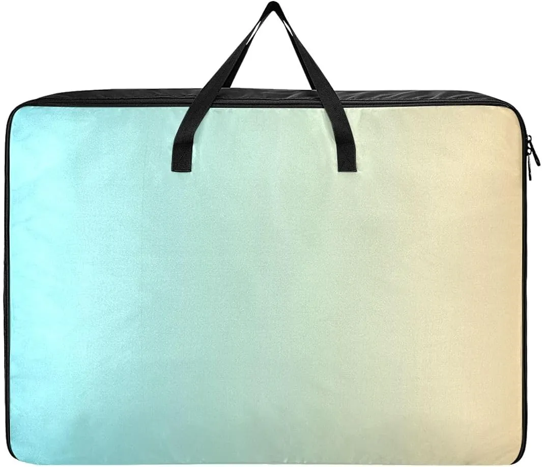 Blue Yellow Gradient Storage Bags Bedding Storage Containers with Handles Storage Organizer for Clothes, Bedding, Comforter