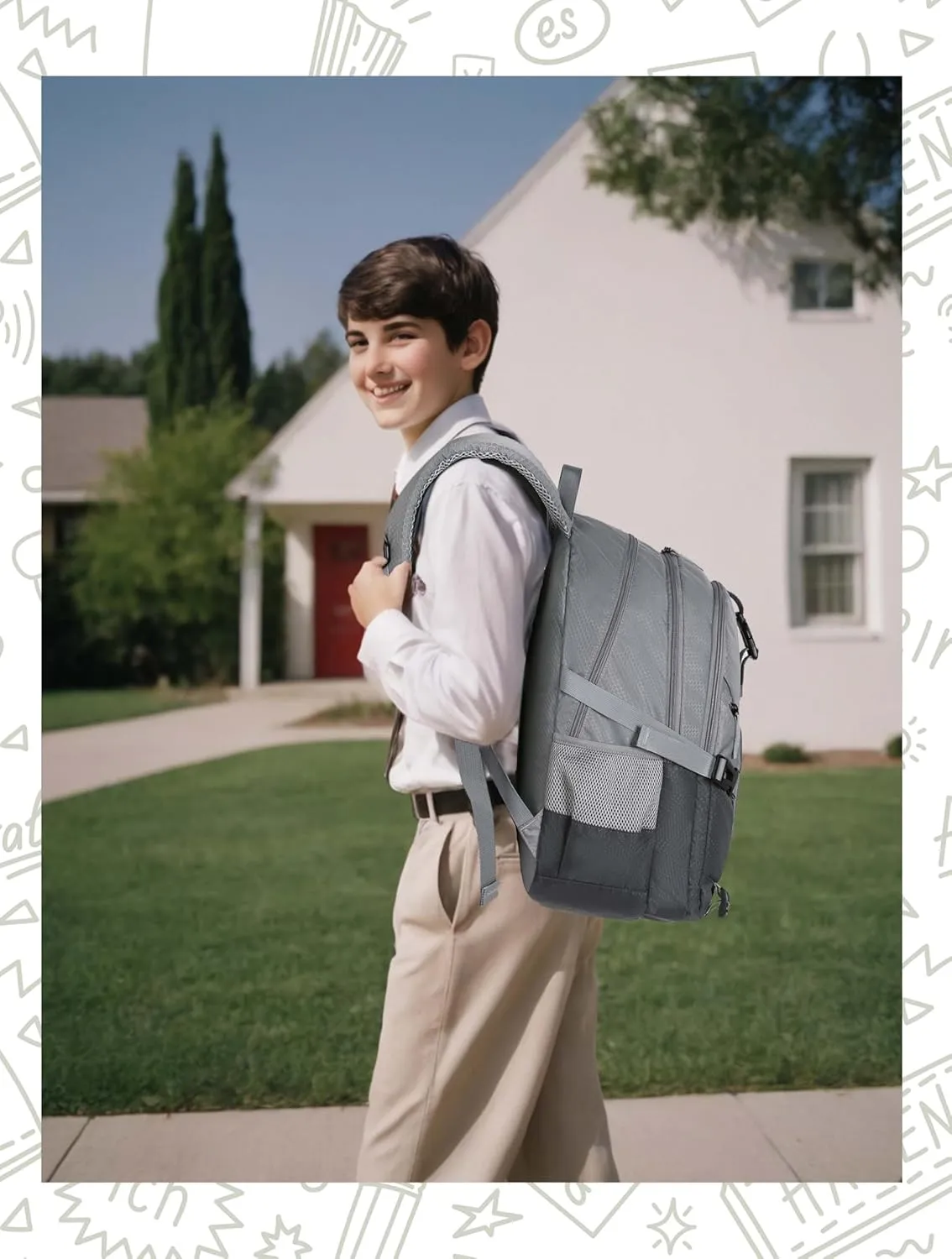 BLUEFAIRY Book Bags for Teens Boys Girls Backpack for High School College Laptop Casual Daypack with Lots of Pockets for Teenagers Adults Women Men Mochila Escolar para Adolescentes 18" Grey