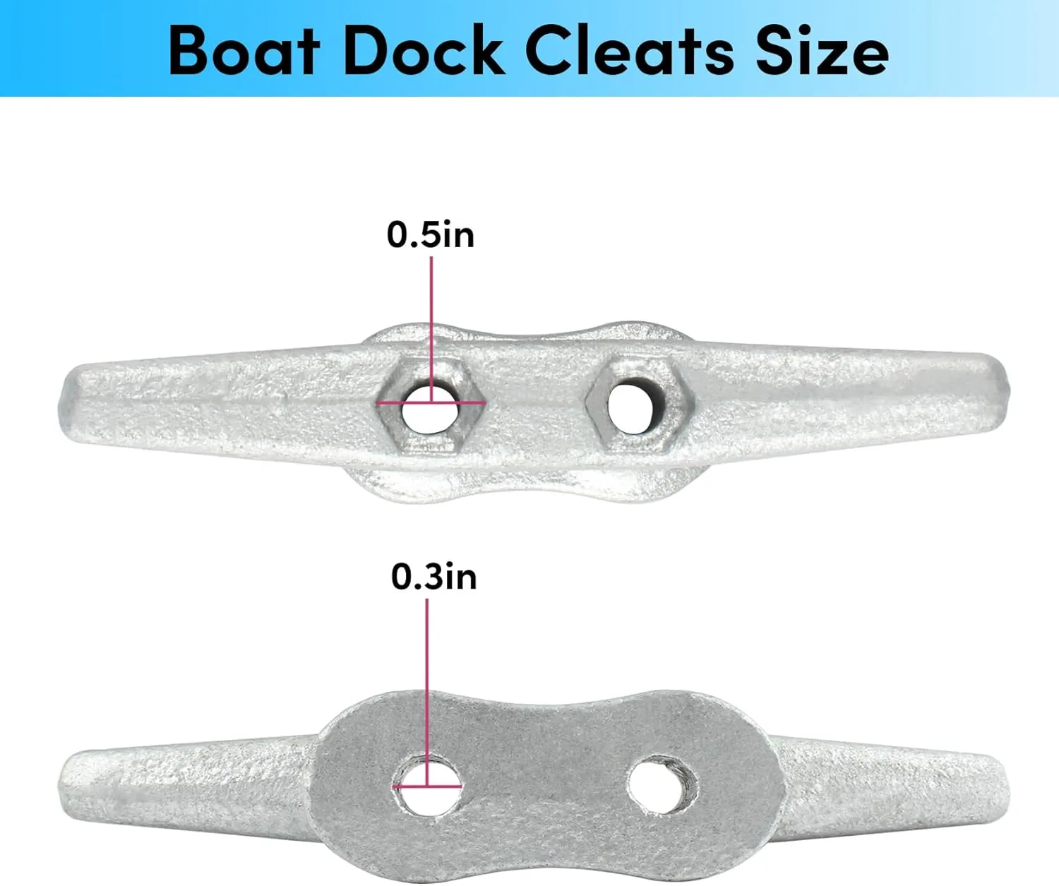 Boat Cleats 6Inch,Hot Dip Galvanized Cast Iron Dock Cleat,Electrophoretic Coated Black Dock Cleat,Rope Cleats for Deck Nautical Decor,Piers for Tying up Boats,Hardware Not Included(2/4/5/6/10/12Pack)