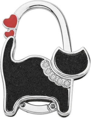 bobauna Shimmery Cute Rhinestone Cat Foldable Purse Hook Folding Handbag Table Hanger