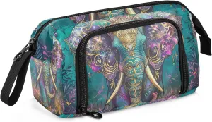 Bohemia Elephant Pencil Case Large Pencil Pouch Big Pencil Box Pen Bag Organizer Pencil Bags with Zipper for Adults Girls Kids Boys School 101