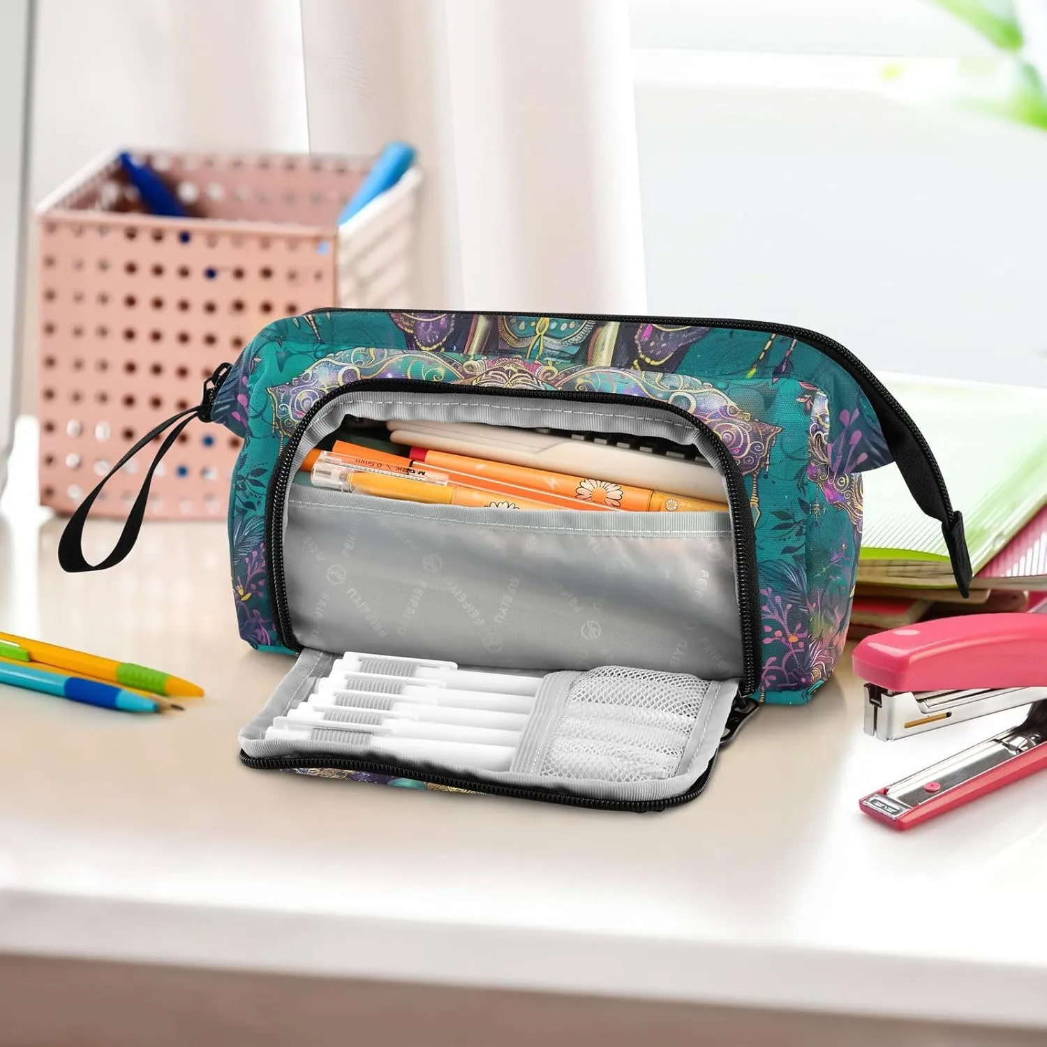 Bohemia Elephant Pencil Case Large Pencil Pouch Big Pencil Box Pen Bag Organizer Pencil Bags with Zipper for Adults Girls Kids Boys School 101