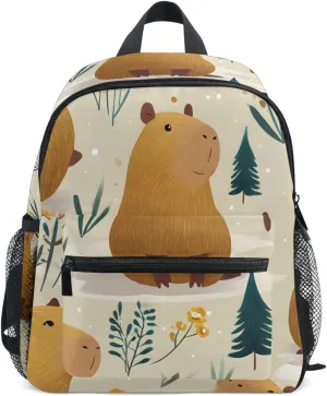 Bolaz Upgraded Backpack for School Teenagers Girls Boys-Capybara Blossom Pattern,Travel Bag with Chest Buckle and Whistle