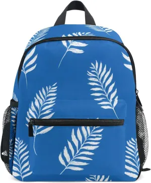 Bolaz Upgraded Backpack for School Teenagers Girls Boys-Palm Leaves Blue Background Pattern,Travel Bag with Chest Buckle and Whistle
