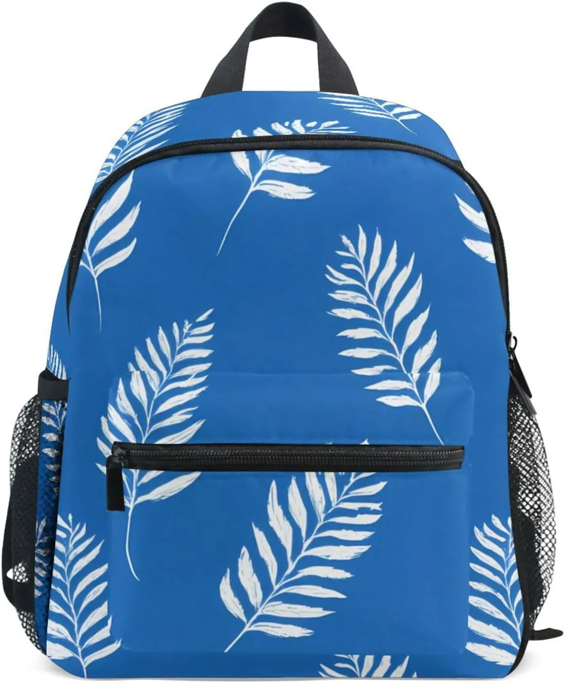 Bolaz Upgraded Backpack for School Teenagers Girls Boys-Palm Leaves Blue Background Pattern,Travel Bag with Chest Buckle and Whistle