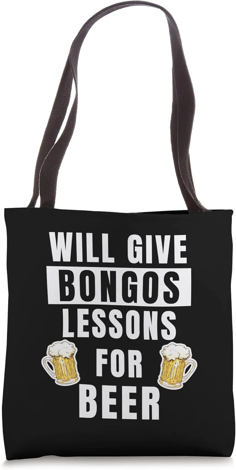 Bongos Lessons For Beer Bongo Drums Player Funny Bongo Drum Tote Bag
