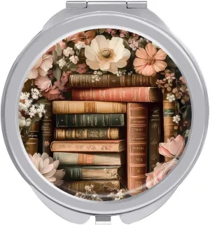 Book Flower Compact Makeup Mirror Mini Foldable Cosmetic Mirror Portable Travel Mirror for Purse Pocket