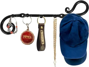 BOSKY Wrought Iron Key Tidy Holder Black Key Rack 5 Key Hooks for Wall, Hallway, Entry ~ Farmhouse Wall Mount Rack Purse Coat Leash Rail Organizer