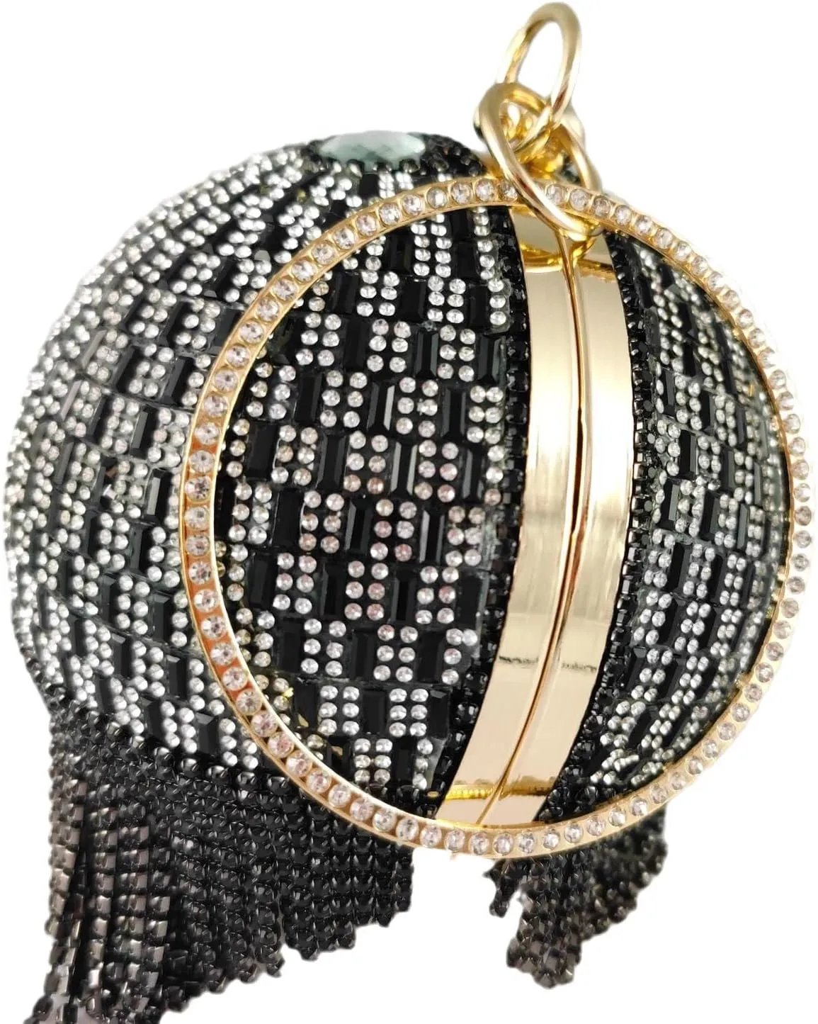 Boutique De FGG Round Ball Crystal Clutch Purse Women Formal Evening Bags Wedding Party Tassel Rhinestone Clutch Bags,Mini