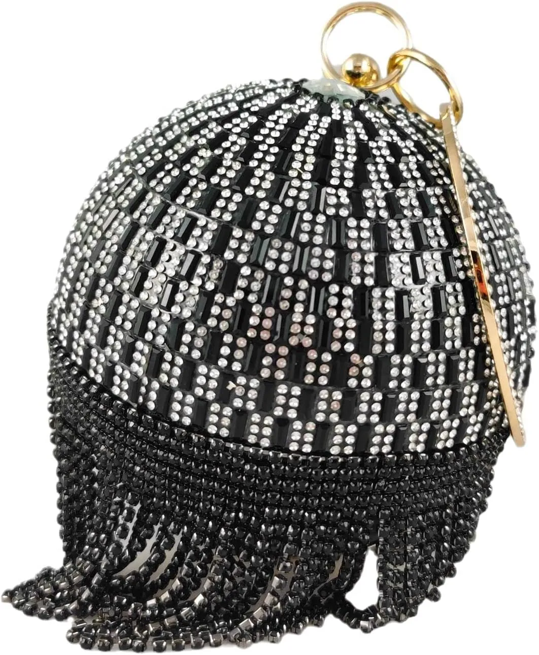 Boutique De FGG Round Ball Crystal Clutch Purse Women Formal Evening Bags Wedding Party Tassel Rhinestone Clutch Bags,Mini